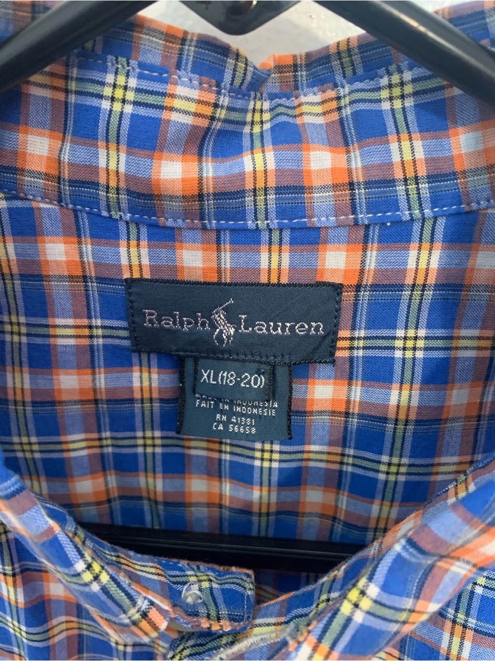Ralph Lauren Blue, Orange & Yellow Plaid Button-Down Shirt - Men's XL